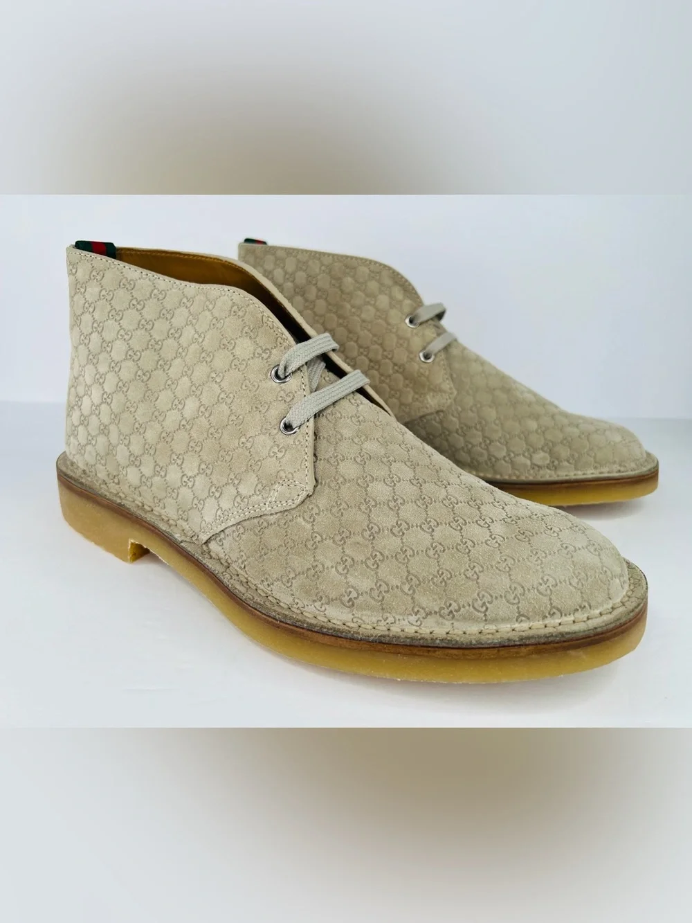 Gucci GG Supreme Suede Lace-up Ankle Desert Boots UK 10.5 - US 11 - EU 44.5